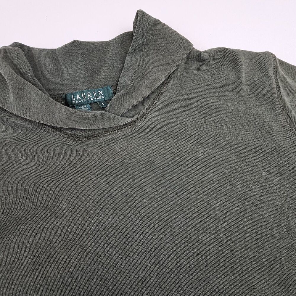 Lauren Ralph Lauren Womens S Green Cowl Neck Top Stretch Cotton Long Sleeve LRL